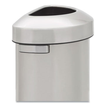 Rubbermaid® Commercial Refine Series Waste Receptacle, Half-round, 16 Gal, Stainless Steel, Silver freeshipping - TVN Wholesale
